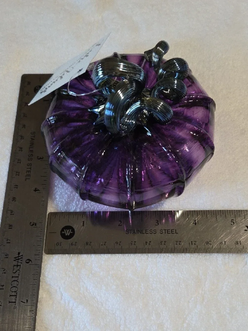Handblown Purple Glass Pumpkin by